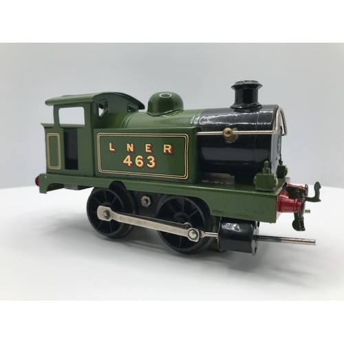 213 - Hornby 0 Gauge early 6 volt electric LNER 463 0-4-0 Tank loco, 3-rail electric, Boxed, Green Pre-war... 