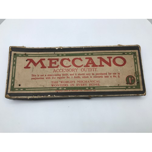 210 - Large Lot of pre-war Meccano loose and Boxed Sets 1A, 3A and 4A, Loose Meccano in two tin boxes, not... 