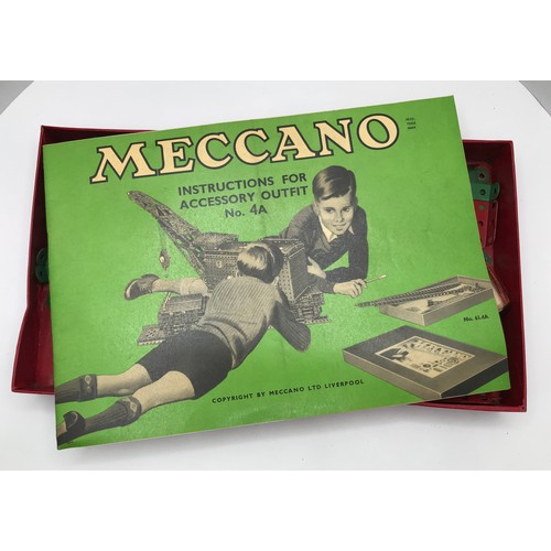 210 - Large Lot of pre-war Meccano loose and Boxed Sets 1A, 3A and 4A, Loose Meccano in two tin boxes, not... 