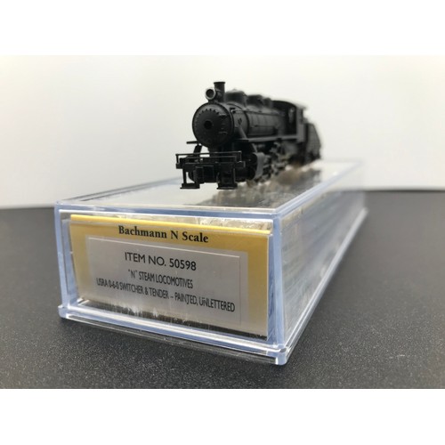 365 - A Bachmann 50598 'N gauge' American Steam Locomotive, Tested Runner, USRA 0-6-0 Switcher & Tender, P... 