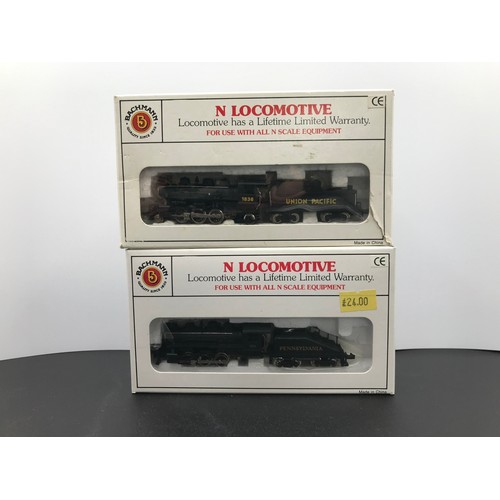 368 - Two Bachmann 'N gauge' American Steam Locomotives, Tested Runners, Bachmann 51551 Prairie 2-6-2 & Te... 