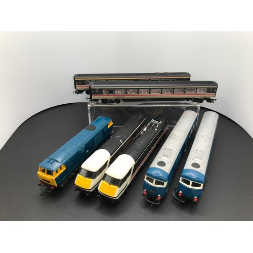 274 - Three Non-running Locos, Hornby Intercity Swift Four-car Set, Triang Pullman and Dummy, along with T... 