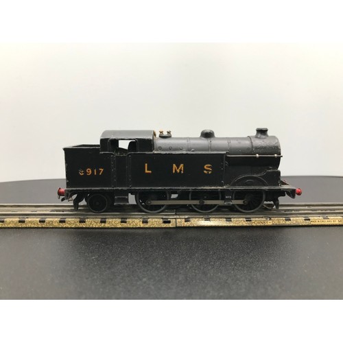 341 - Three Dublo 3-Rail Locomotives, LMS 6917 0-6-2 Tank Un-boxed Tested Runner (Fair), Dublo EDL18 Stand... 