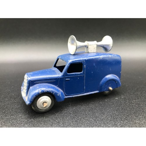 38 - Five Dinky Toys 30F Ambulance (Fair), 34C Loudspeaker Van Blue (Good), 40H Austin Taxi (Fair), 30V N... 