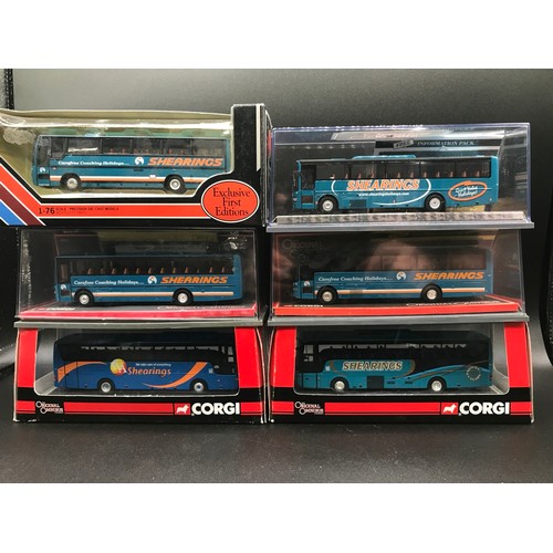 23 - Six 'Shearings' Coaches 1:76 scale in Original cases, Corgi & EFE, includes five Corgi Limited Editi... 