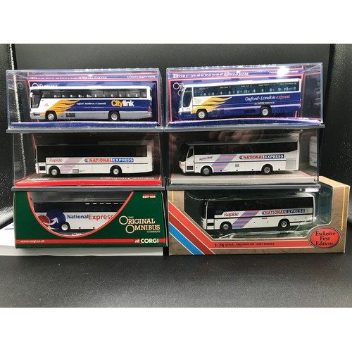 25 - Four National Express coaches and Two City Link coaches, 1:76 scale, Limited Edition Corgis OM46102 ... 