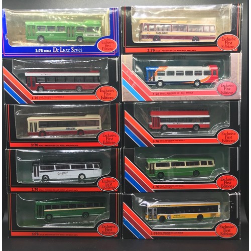 26 - Nine EFE Buses and an EFE Coach 1:76 scale in Original packaging and appearing undisturbed, De-Luxe ... 