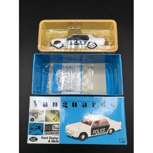 45 - Eleven Lledo Vanguards 1:43 scale Police Vehicles in Boxes, to include VA04104 Thames Valley Constab... 