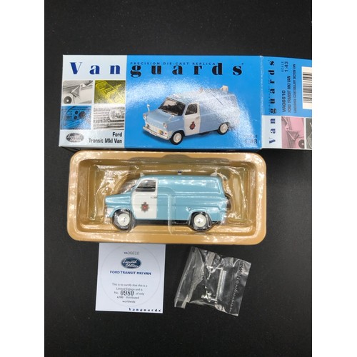 45 - Eleven Lledo Vanguards 1:43 scale Police Vehicles in Boxes, to include VA04104 Thames Valley Constab... 