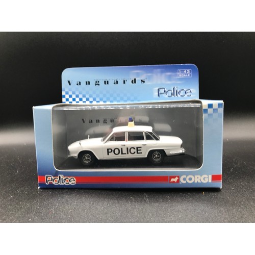 45 - Eleven Lledo Vanguards 1:43 scale Police Vehicles in Boxes, to include VA04104 Thames Valley Constab... 