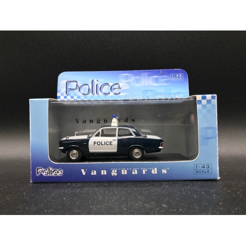 45 - Eleven Lledo Vanguards 1:43 scale Police Vehicles in Boxes, to include VA04104 Thames Valley Constab... 