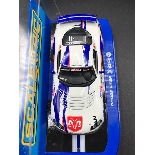 141 - Three Scalextric cars, C2786 Porsche GT3R Jet Alliance, C2907 Dodge Viper Competition Coupe Narked R... 