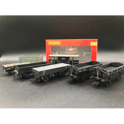 325 - Seven OO Rolling-Stock, including Hornby R6432 Shark brake van in engineers black - Stratford depot ... 