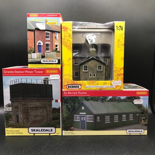 443 - Three Hornby Skaledale and One Scenic OO 1:76 scale Buildings, Ex-shop Stock, includes R9813 Ex-Barr... 