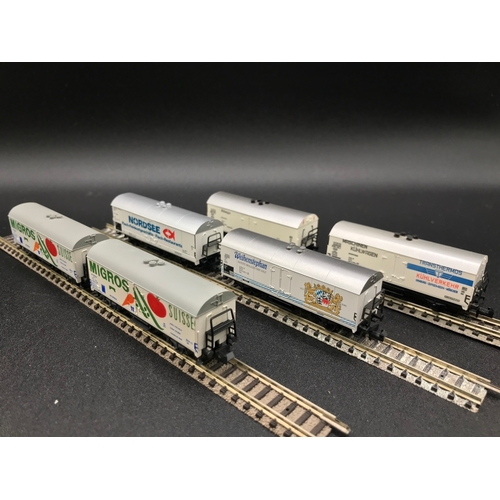 381 - Six 'N' gauge Continental Wagons, Fleischmann (2), Atlas (2), Lima (2), 'Ready-to-roll' - Good (6) 3... 