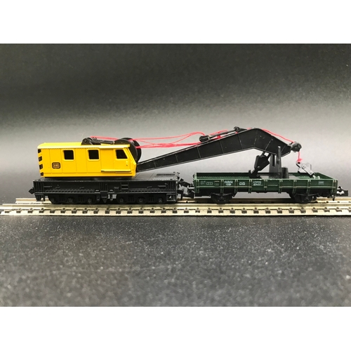 385 - Nine 'N' gauge Rolling Stock, including Trix Crane, Trix (8), Peco (1), 'Ready-to-roll' - Good (9) 4... 