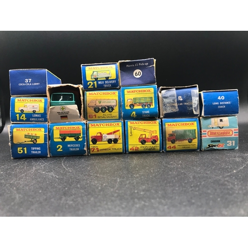 63 - 15 Boxed Matchbox Lesney Vehicles and Collection Case, includes with Good Boxes Matchbox 61 Alvis St... 