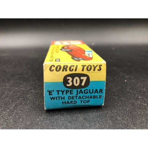 56 - Corgi Toys 307 'E' Type Jaguar with Detachable Hard Top, Box in Good condition, Vehicle is Very Good... 