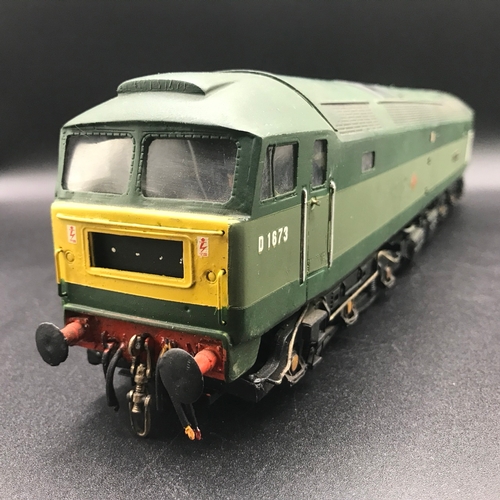 223 - RJH Brass Kit Built 'O' Gauge Class 47 Diesel Locomotive Co-Co 'Cyclops' D1673 in Green, Tested Runn... 