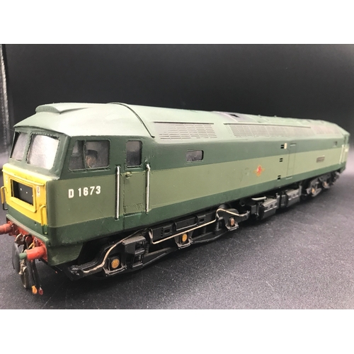 223 - RJH Brass Kit Built 'O' Gauge Class 47 Diesel Locomotive Co-Co 'Cyclops' D1673 in Green, Tested Runn... 