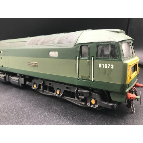 223 - RJH Brass Kit Built 'O' Gauge Class 47 Diesel Locomotive Co-Co 'Cyclops' D1673 in Green, Tested Runn... 