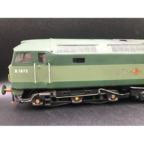 223 - RJH Brass Kit Built 'O' Gauge Class 47 Diesel Locomotive Co-Co 'Cyclops' D1673 in Green, Tested Runn... 