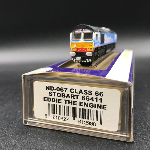 355 - Dapol ND-067 Class 66 Stobart 66411 Eddie the Engine N Gauge, As New, Tested Runner, I suspect first... 