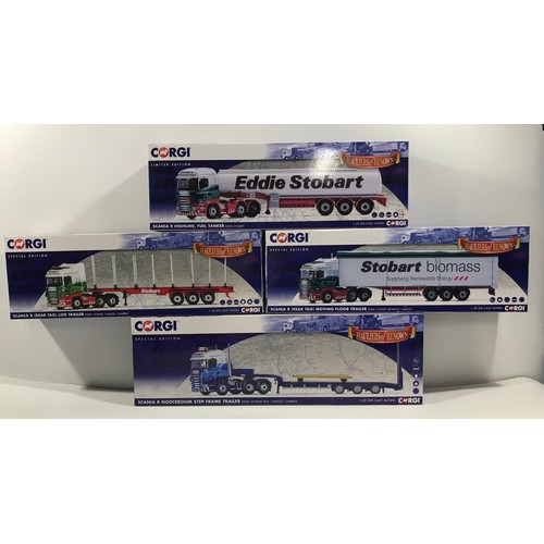 75 - 4 Corgi Eddie Stobart 'Hauliers of Renown' 1:50 Scale Lorries, Special Editions, Includes CC13745 Sc... 