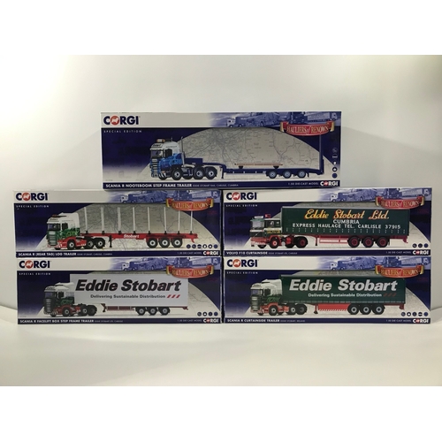 76 - 5 Corgi Eddie Stobart 'Hauliers of Renown' 1:50 Scale Lorries, Special Editions, Includes CC13745 Sc... 