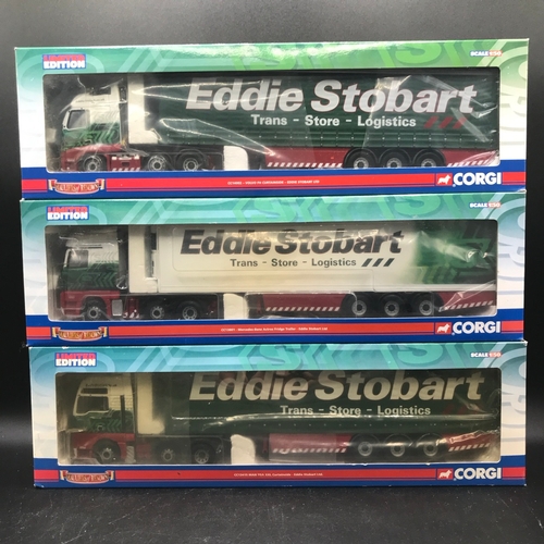 77 - 3 Corgi Eddie Stobart 'Hauliers of Renown' 1:50 Scale Lorries, Limited Editions, Includes CC140002 V... 