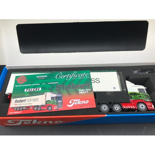 78 - Three Tekno 1:50 Scale Eddie Stobart Trucks, Limited Editions, including 9255s Scania Oakley Horsebo... 