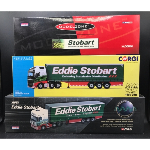 81 - 3 Corgi Eddie Stobart 1:50 Scale Trucks, Limited Editions (3) including 60 Year Anniversary, Include... 