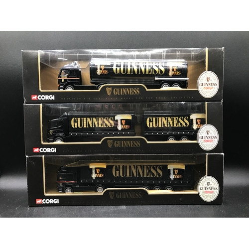 82 - Trio of Corgi Guinness Trucks, 1999, Models Undisturbed from Packaging, Corgi 59529 ERF Curtainside,... 