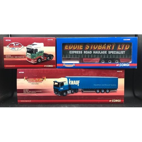 86 - Corgi Hauliers of Renown Limited Edition CC13812 Mercedes-Benz Actors Curtainside Stobart/Knauf, wit... 