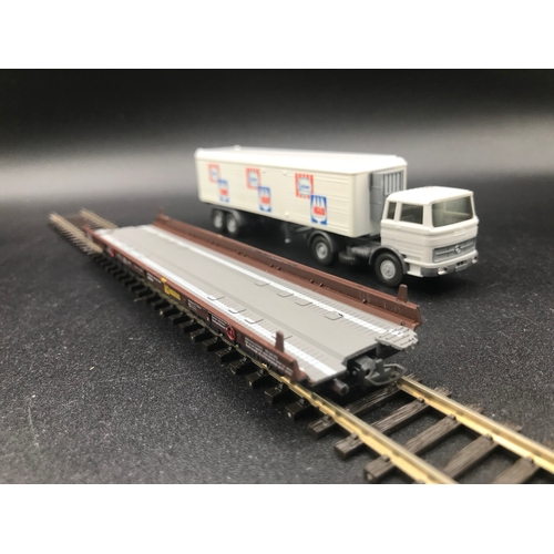 258 - Liliput H0 gauge 200 DB Rolling Road Vehicle Transporter Iglo Eskimo Wagon, in Good Case, Truck and ... 