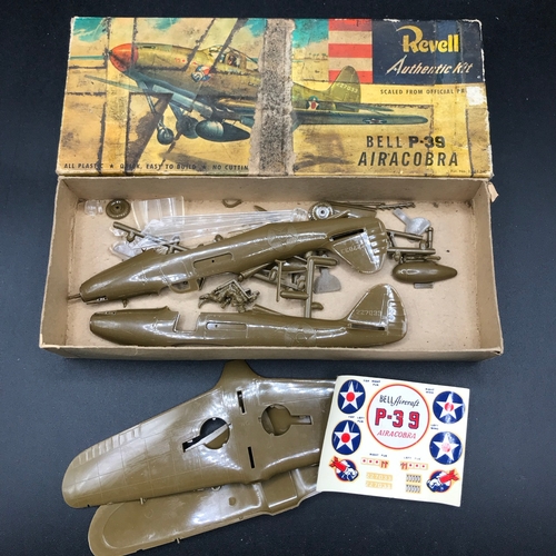 128 - Four Vintage Revell Model Kits, includes Sikorsky S-55 Helicopter H214, Airacobra H222-89, Boeing B-... 