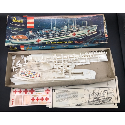 129 - Five Vintage Revell US Ship Model Kits, includes S.S United States H312, U.S.S New Jersey Battleship... 