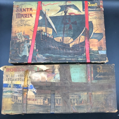 130 - Two 1950's Vintage Revell Model Kits, includes Santa Maria H336 298, Robert Lee Mississippi Steamboa... 