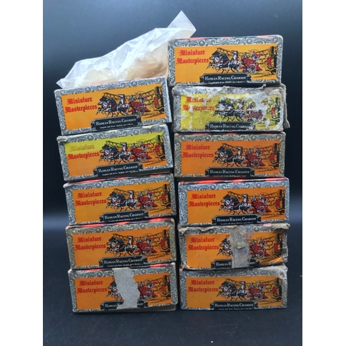 131 - 11 Vintage 50's Revell Miniature Masterpieces Roman Racing Chariot kits boxed, plus one other sealed... 