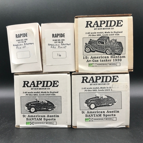 127 - Five 1/43 Scale Un-built White Metal Kits by Rapide Sun Motor Co Leeds England, All appear complete ... 