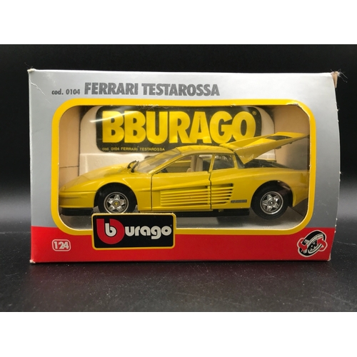 92 - Five 1:24 Burago Sports Cars, Porsche 95 Turbo (1986), Ferrari F40 (1987), Porsche 911S, Lamborghini... 