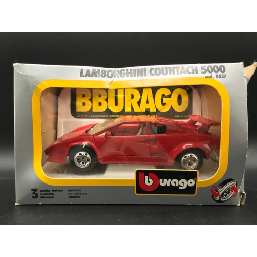 92 - Five 1:24 Burago Sports Cars, Porsche 95 Turbo (1986), Ferrari F40 (1987), Porsche 911S, Lamborghini... 