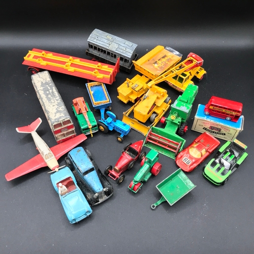 65 - A Mixed Lot of Dinky (4) and mostly Lesney Matchbox (12), Play worn in Poor/Fair condition, includes... 