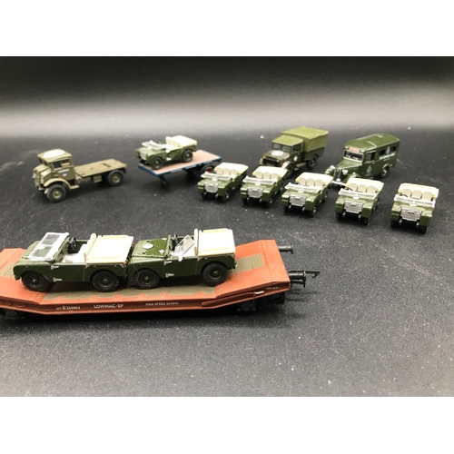 107 - Military Diecast Lot of a 1970s Budgie Toy Articulated Tank Transporter & Centurion Tank, Dinky's, C... 