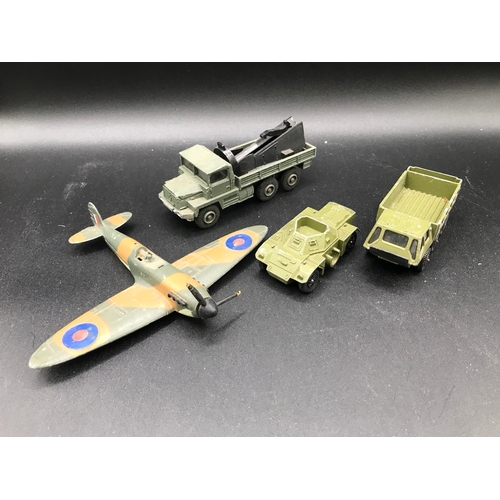 107 - Military Diecast Lot of a 1970s Budgie Toy Articulated Tank Transporter & Centurion Tank, Dinky's, C... 