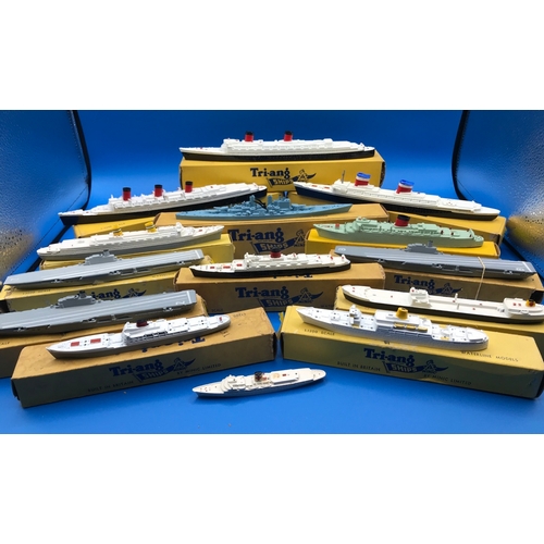 108 - 16 Boxed Triang Minic Waterline Ship Models 1:1200 Scale in the Original boxes, plus another 23 unbo... 