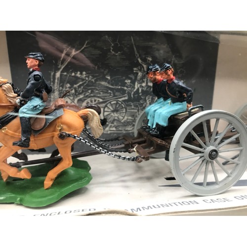 112 - American Civil War Britains Models 7464 Federal Gun Team and Limber in Box, all flaps in place, plas... 