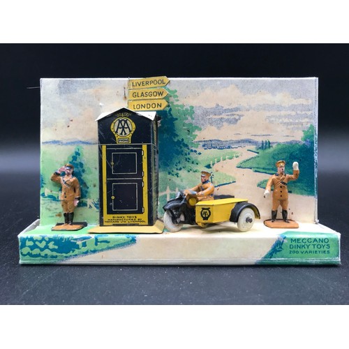 115 - Meccano Dinky Toys No.44 Pre-war AA Hut, Motor Cycle Patrol and Guides A2065, in Original Box with c... 