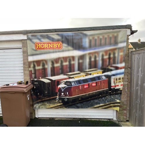 200 - Original Hornby Marketing Banner 2.5m x 2m depicting Diesel Loco Engine Shed scene, with Hornby Logo... 