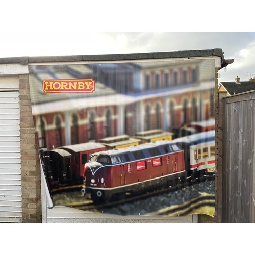 200 - Original Hornby Marketing Banner 2.5m x 2m depicting Diesel Loco Engine Shed scene, with Hornby Logo... 